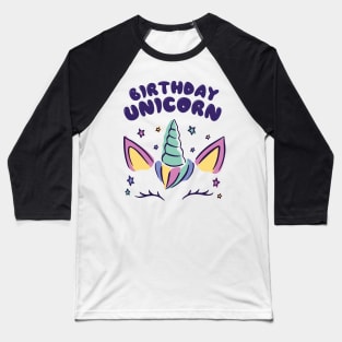 Cute Magical Birthday Unicorn Rainbow Horn Girl Baseball T-Shirt